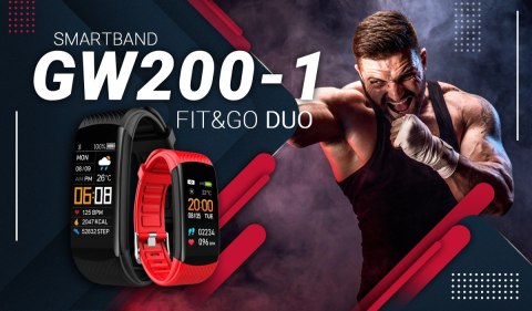 Smartband GIEWONT Fit&GO Duo GW200-1 - Black + Pasek Alert Red