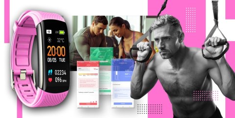 Smartband GIEWONT Fit&GO Duo GW200-4 - Black + Pasek Think Pink