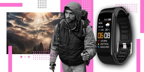 Smartband GIEWONT Fit&GO Duo GW200-4 - Black + Pasek Think Pink