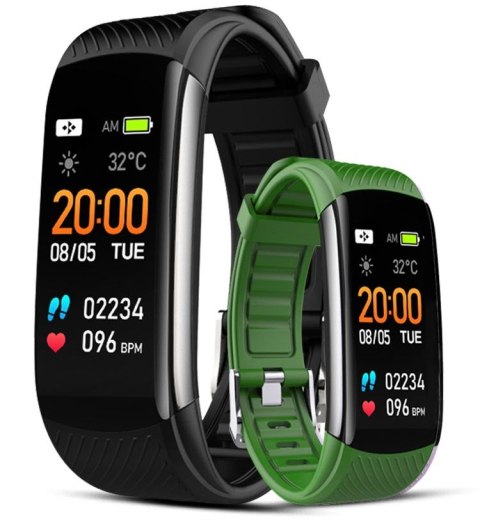 Smartband GIEWONT Fit&GO Duo GW200-5 - Black + Pasek Go Green