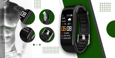 Smartband GIEWONT Fit&GO Duo GW200-5 - Black + Pasek Go Green
