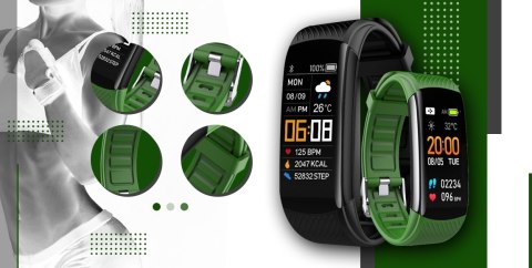 Smartband GIEWONT Fit&GO Duo GW200-5 - Black + Pasek Go Green