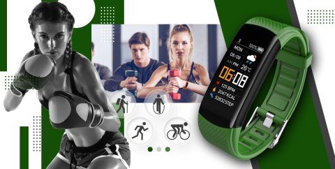 Smartband GIEWONT Fit&GO Duo GW200-5 - Black + Pasek Go Green