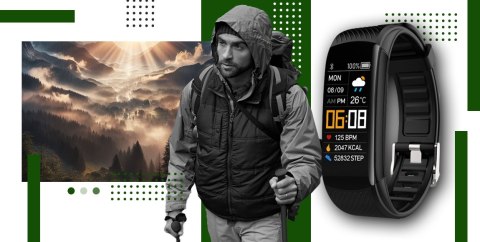 Smartband GIEWONT Fit&GO Duo GW200-5 - Black + Pasek Go Green