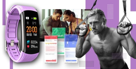 Smartband GIEWONT Fit&GO Duo GW200-8 - Black + Pasek Touch of Lavender