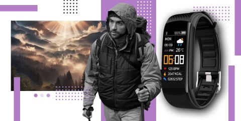 Smartband GIEWONT Fit&GO Duo GW200-8 - Black + Pasek Touch of Lavender