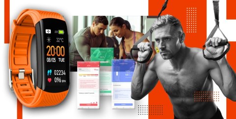 Smartband GIEWONT Fit&GO Duo GW200-9 - Black + Pasek Orange Power