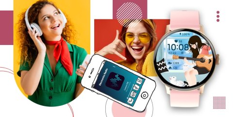 Smartwatch GIEWONT Supernova SmartCall GW330-4 Black Shine/Powder Pink