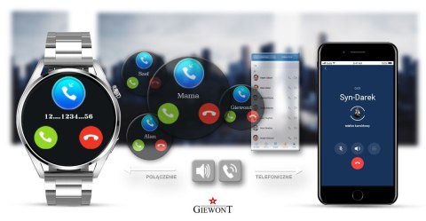 Smartwatch GIEWONT Vertex SmartCall GW450-4 Silver/Carbon Silikon