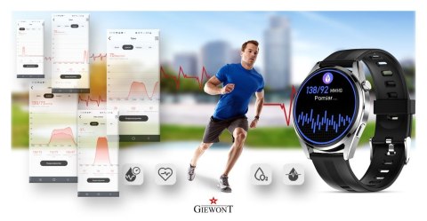 Smartwatch GIEWONT Vertex SmartCall GW450-4 Silver/Carbon Silikon