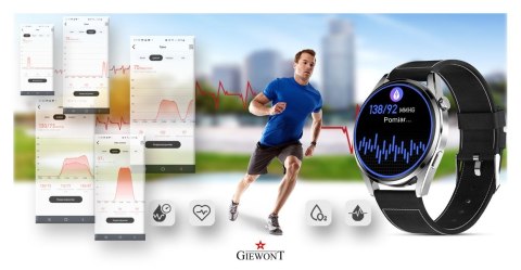 Smartwatch GIEWONT Vertex SmartCall GW450-5 Silver/Carbon Leather