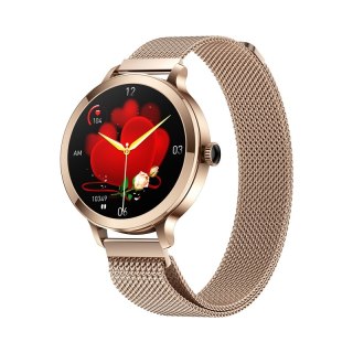 Smartwatch Damski VELTORI VT340-1 Złota Bransoleta + Różowy Pasek Silikonowy