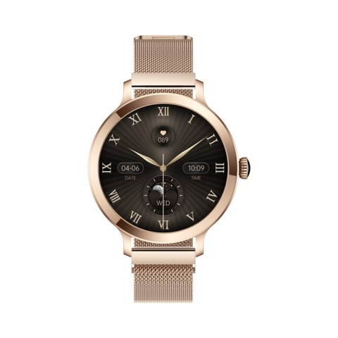 Smartwatch Damski VELTORI VT340-1 Złota Bransoleta + Różowy Pasek Silikonowy