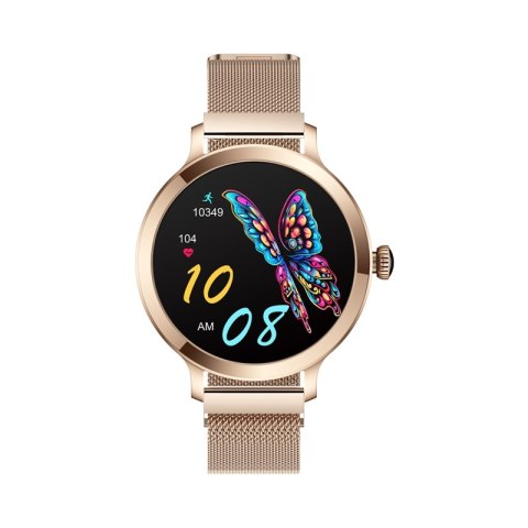 Smartwatch Damski VELTORI VT340-1 Złota Bransoleta + Różowy Pasek Silikonowy
