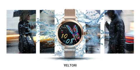 Smartwatch Damski VELTORI VT340-1 Złota Bransoleta + Różowy Pasek Silikonowy