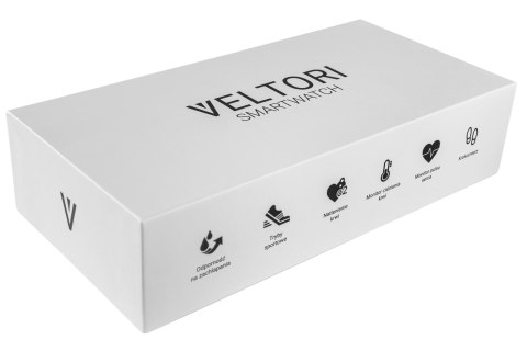 Smartwatch VELTORI VT100-1 + Czarny Pasek Silikonowy + Czarny Eko Skóra