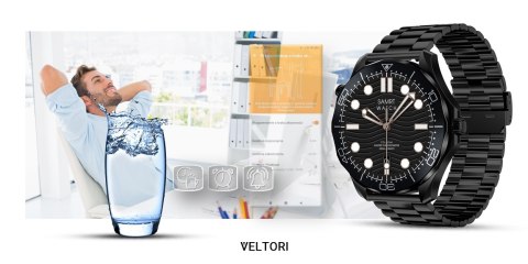 Smartwatch VELTORI VT150-1 Czarny Pasek Silikonowy + Czarna Bransoleta