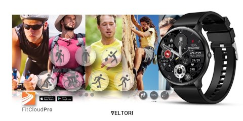 Smartwatch VELTORI VT160-1 Czarny Pasek Silikonowy