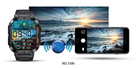 Smartwatch VELTORI VT200-1 Czarny Pasek Silikonowy
