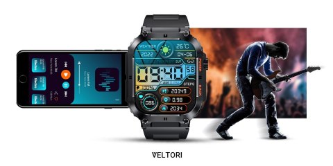 Smartwatch VELTORI VT200-1 Czarny Pasek Silikonowy