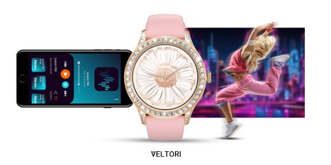 Smartwatch Damski VELTORI VT360-1 Różowy Pasek Silikonowy