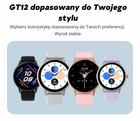 Smartwatch Damski GRAVITY GT12-1 Czarny Pasek Silikonowy + Czarna Bransoleta