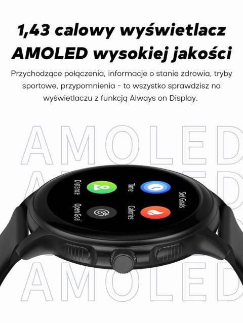 Smartwatch Damski GRAVITY GT12-2 Granatowy Pasek Silikonowy + Czarna Bransoleta
