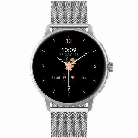 Smartwatch Damski GRAVITY GT12-6 Fioletowy Pasek Silikonowy + Srebrna Bransoleta