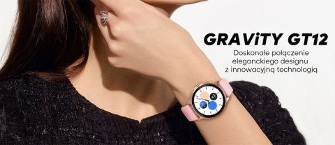 Smartwatch Damski GRAVITY GT12-6 Fioletowy Pasek Silikonowy + Srebrna Bransoleta