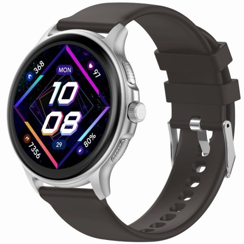 Smartwatch Damski GRAVITY GT12-7 Czarny Pasek Silikonowy + Srebrna Bransoleta