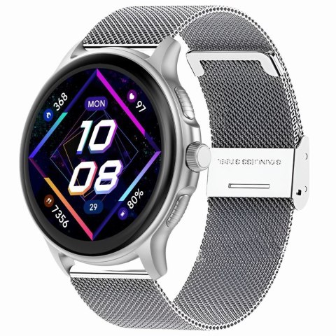 Smartwatch Damski GRAVITY GT12-7 Czarny Pasek Silikonowy + Srebrna Bransoleta