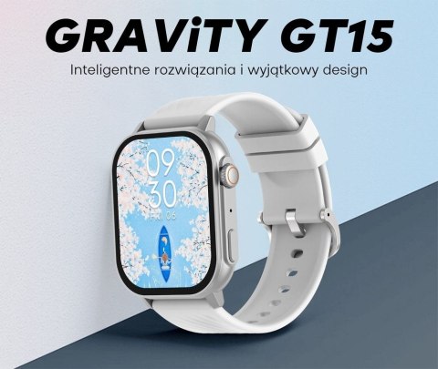 Smartwatch Damski GRAVITY GT15-11 Granatowy Pasek Silikonowy + Złota Bransoleta