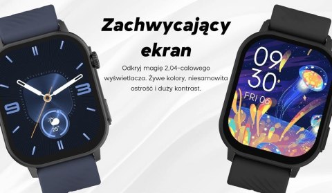 Smartwatch Damski GRAVITY GT15-11 Granatowy Pasek Silikonowy + Złota Bransoleta