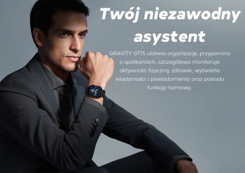 Smartwatch Damski GRAVITY GT15-11 Granatowy Pasek Silikonowy + Złota Bransoleta