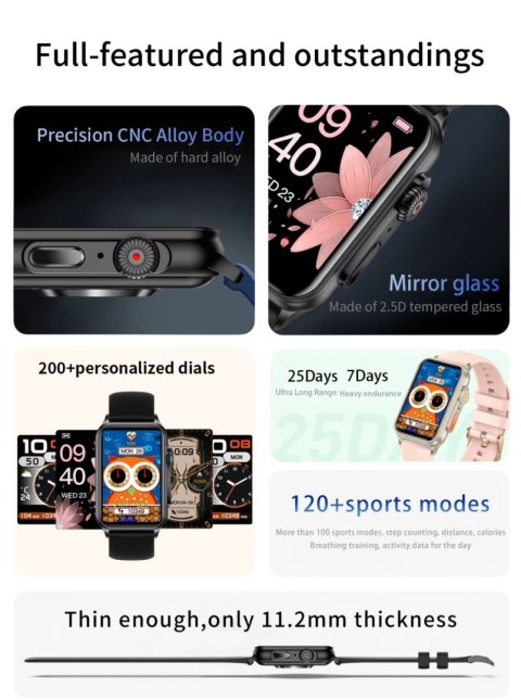 Smartwatch Damski RUBICON RNCF06 Black SMARUB215