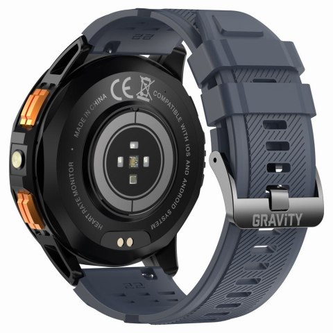 Smartwatch Męski GRAVITY GPS GT24-1 Czarny Pasek Silikonowy + Granatowy Pasek Silikonowy
