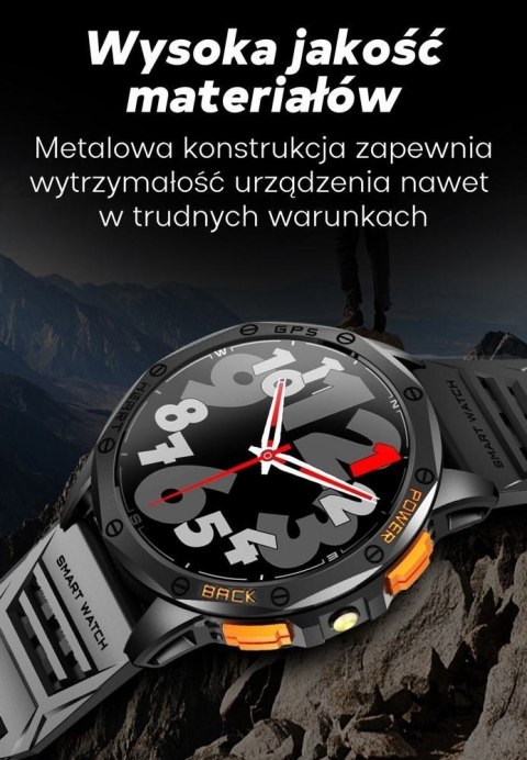Smartwatch Męski GRAVITY GPS GT24-2 Czarny Pasek Silikonowy + Biały Pasek Silikonowy