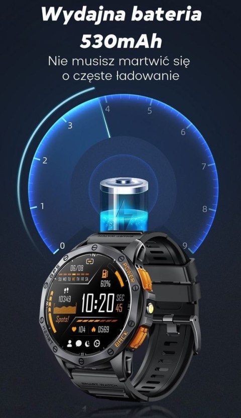 Smartwatch Męski GRAVITY GPS GT24-2 Czarny Pasek Silikonowy + Biały Pasek Silikonowy