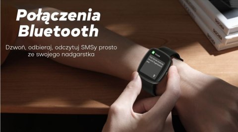 Smartwatch Damski GRAVITY GT18-7 Beżowy Pasek Silikonowy + Czarny Pasek