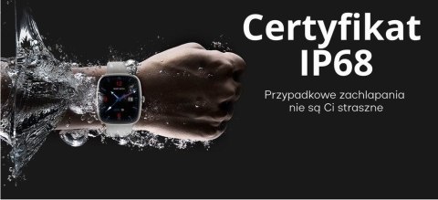 Smartwatch Damski GRAVITY GT18-8 Beżowy Pasek Silikonowy + Biały Pasek