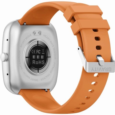 Smartwatch Męski GRAVITY GT18-4 Pomarańczowy Pasek Silikonowy + Czarny Pasek