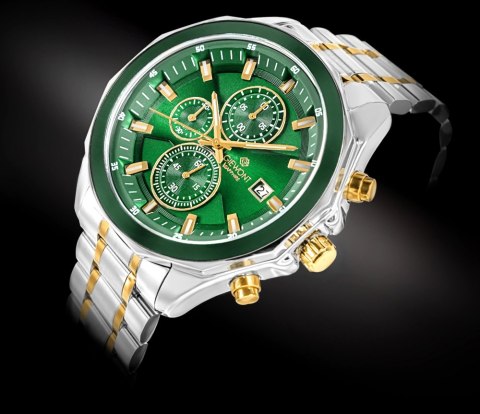 Zegarek Męski Giewont Chronograph Sapphire Srebrno Zielony GW7290-B7