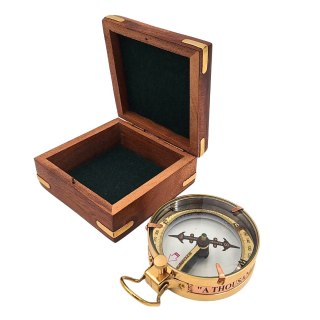 Kompas Mosiężny Map Reader w Pudełku Drewnianym Retro - NC1087
