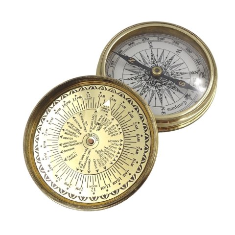 Kompas Mosiężny z 40-letnim kalendarzem - Prezent retro - NC1689