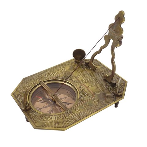 Zegar Słoneczny z Kompasem w Pudełku Drewnianym - Retro Prezent dla Podróżnika - SUN-0106