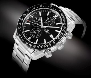 Zegarek Męski Giewont Chronograph Sapphire Srebrno Czarny GW8720-B2