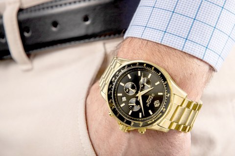Zegarek Męski Giewont Chronograph Sapphire Złoto Czarny GW3520-B4