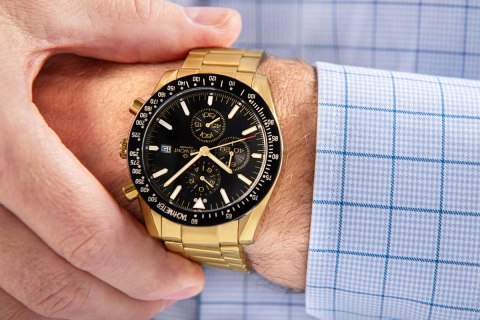 Zegarek Męski Giewont Chronograph Sapphire Złoto Czarny GW8720-B4