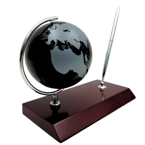 Elegancki Zestaw Dekoracyjny na Biurko Globus Stojak na Długopis - Prezent dla Szefa - WBK