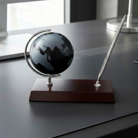 Elegancki Zestaw Dekoracyjny na Biurko Globus Stojak na Długopis - Prezent dla Szefa - WBK
